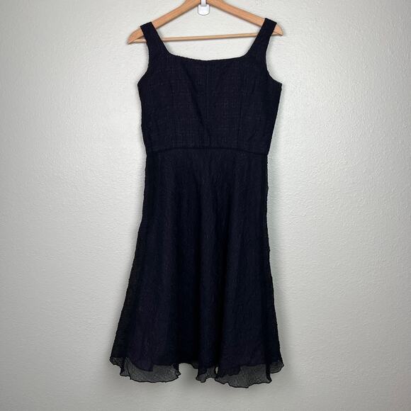 London Times Size 8 Black Sleeveless Square Neck Tea Length Dress Fairy Goth - Picture 9 of 11